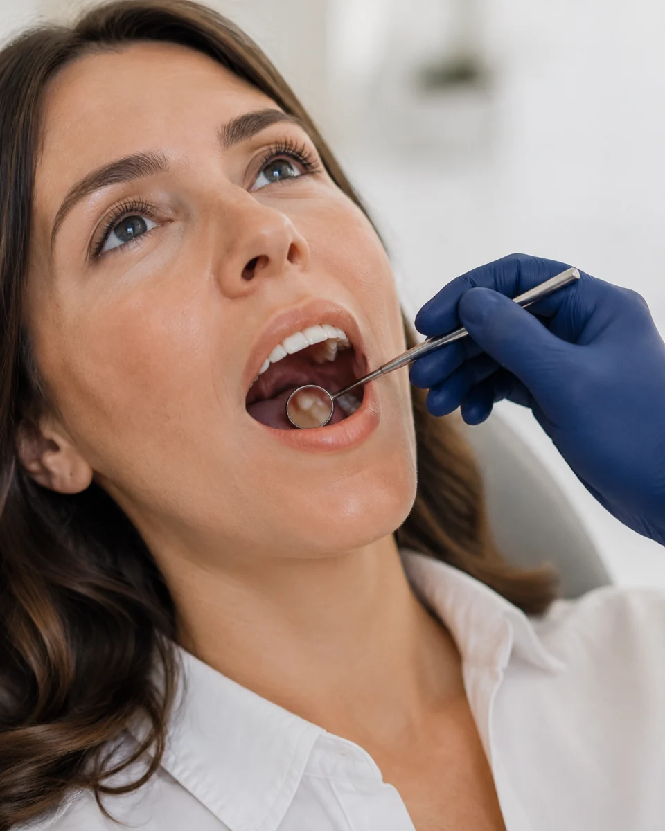 Illustrative routine dental examination, AI-generated
