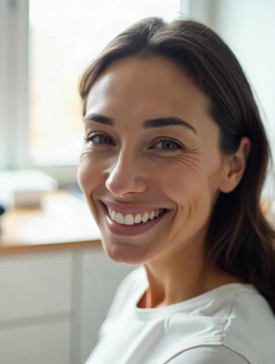 Illustrative smile portrait, AI-generated, not a patient